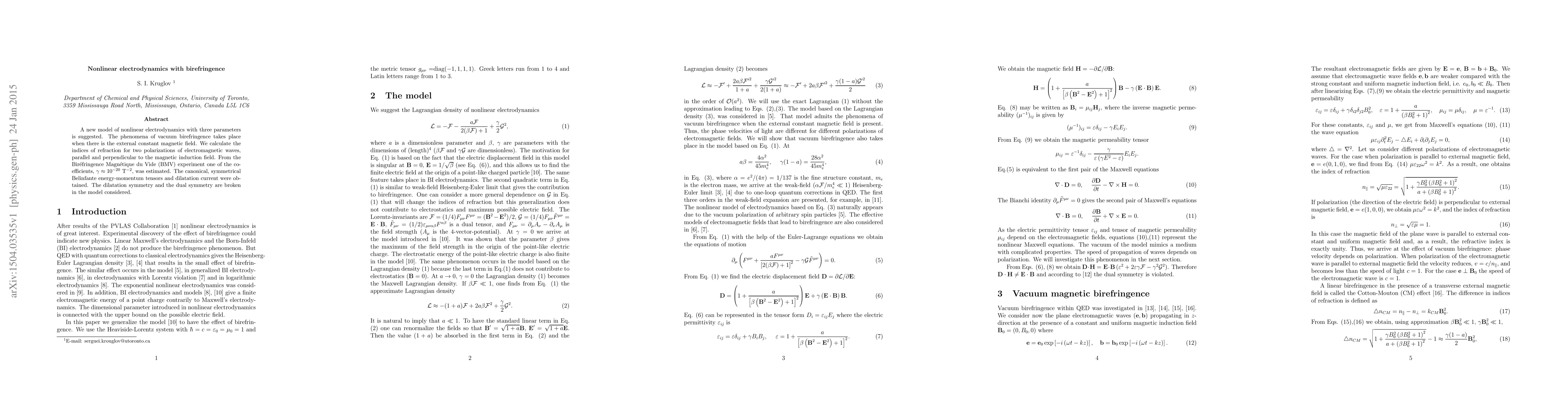 Thumbnail for Nonlinear electrodynamics with birefringence