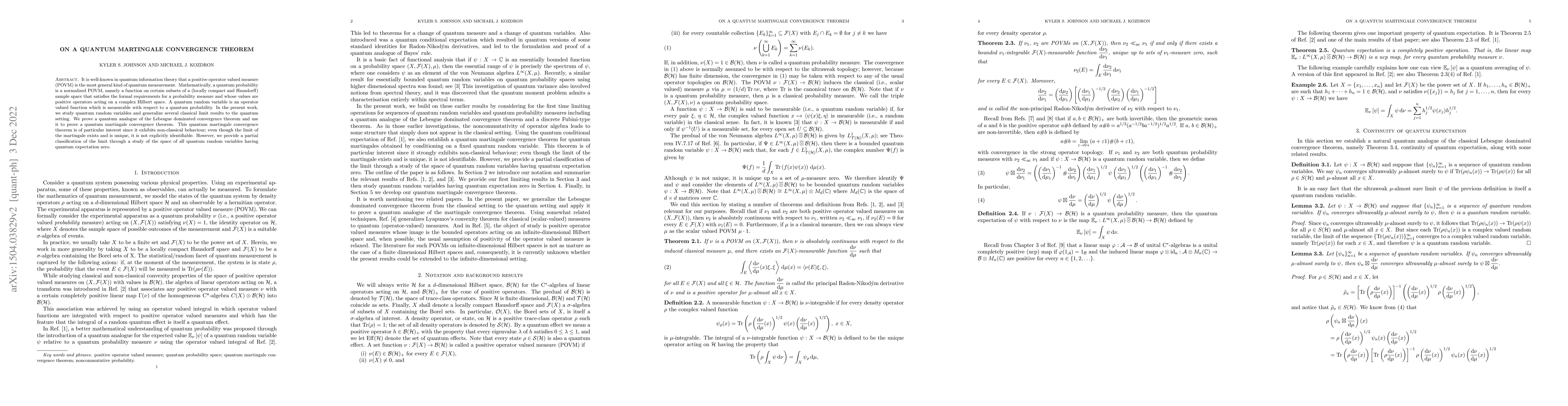 Thumbnail for On a quantum martingale convergence theorem