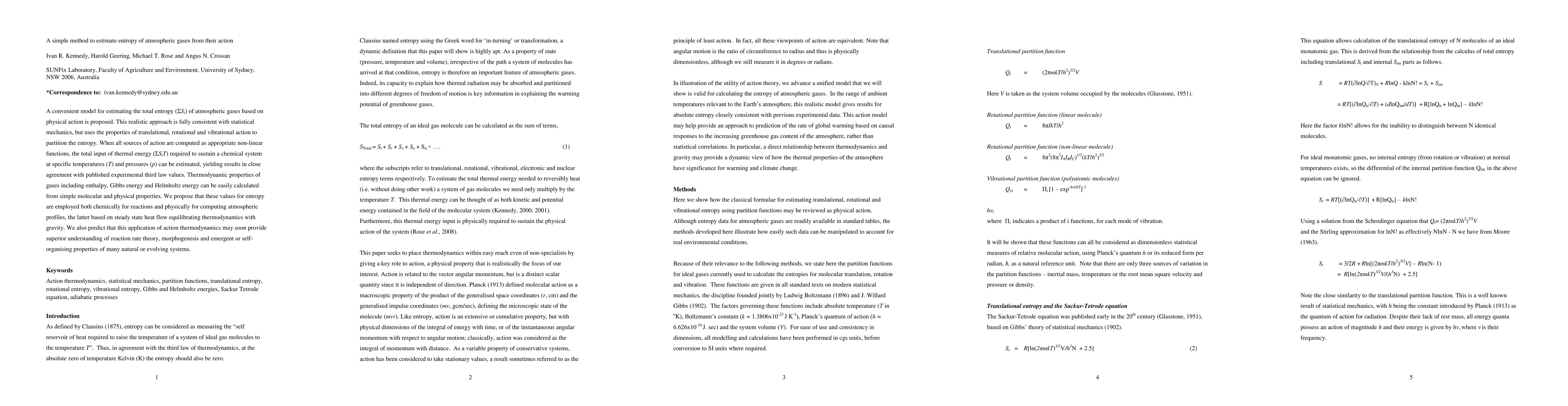 Thumbnail for A simple method to estimate entropy of atmospheric gases from their
  action