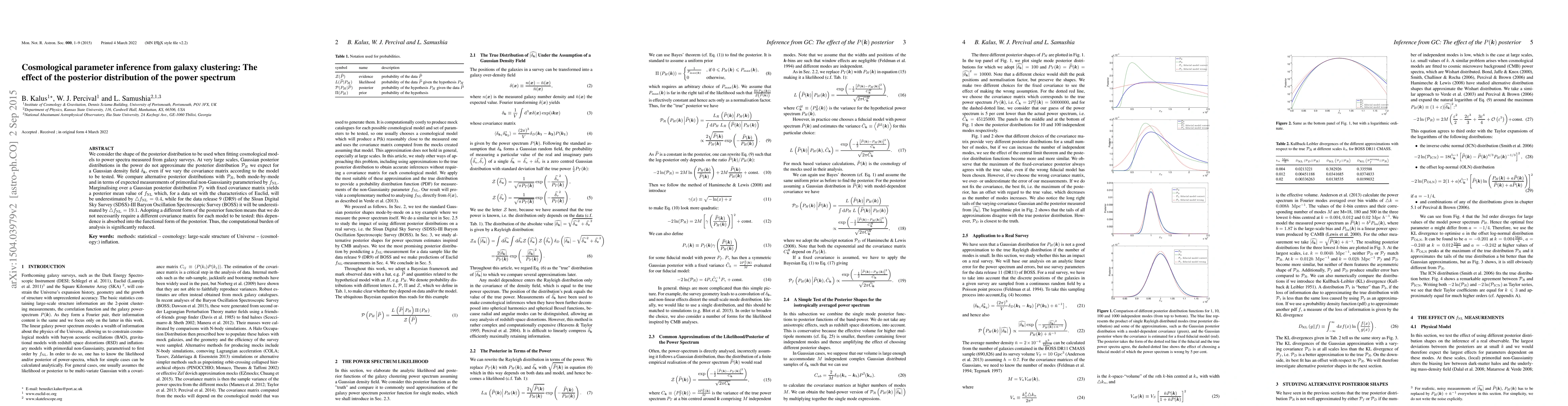 Thumbnail for Cosmological parameter inference from galaxy clustering: The effect of
  the posterior distribution of the power spectrum