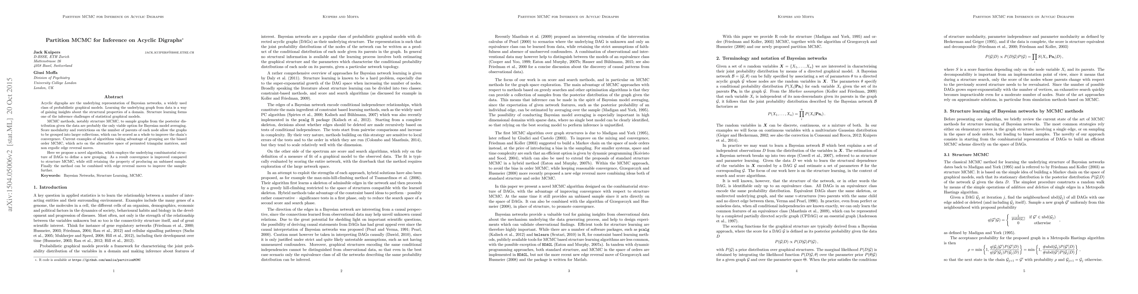 Thumbnail for Partition MCMC for inference on acyclic digraphs