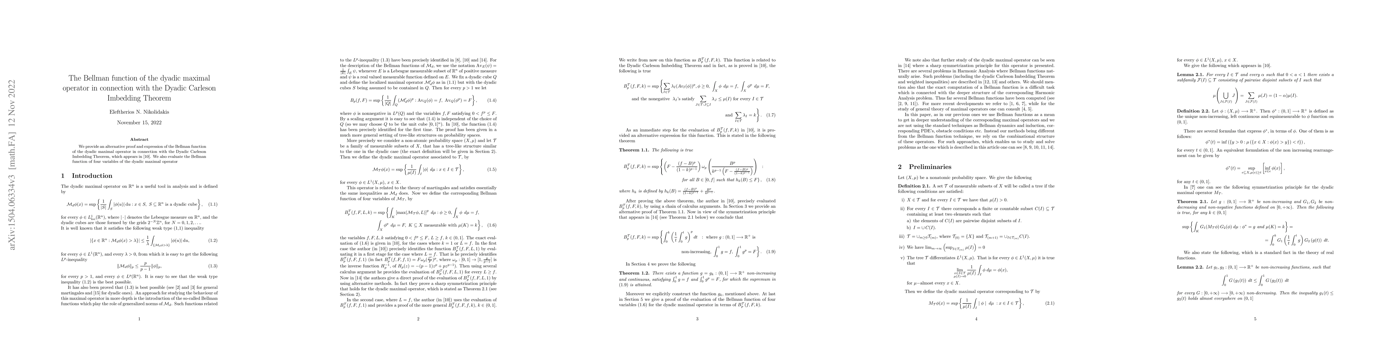 Thumbnail for The Bellman function of the dyadic maximal operator in connection with
  the Dyadic Carleson Imbedding Theorem