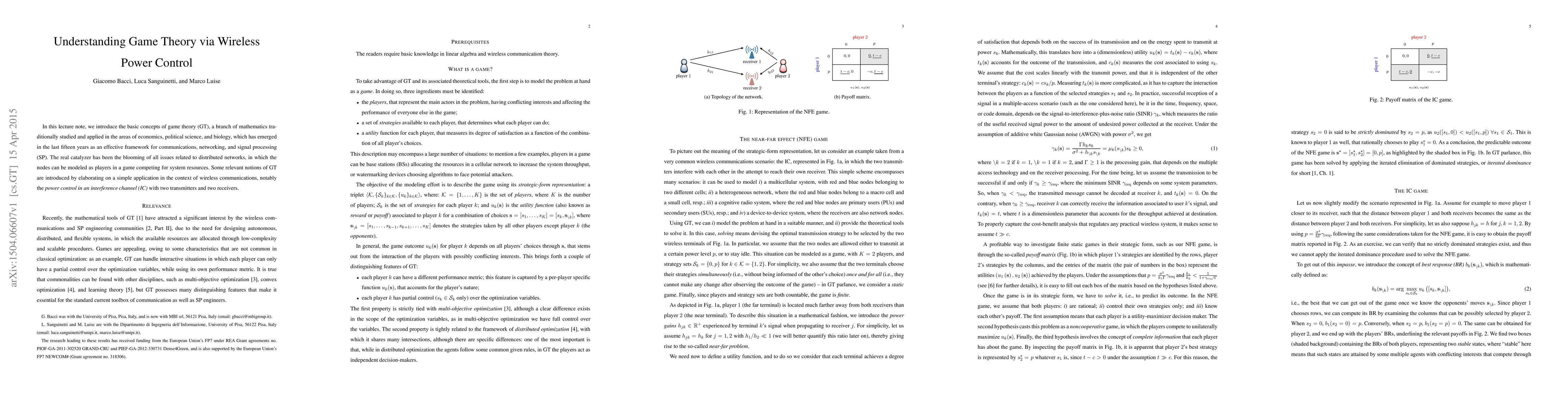 Thumbnail for Understanding Game Theory via Wireless Power Control