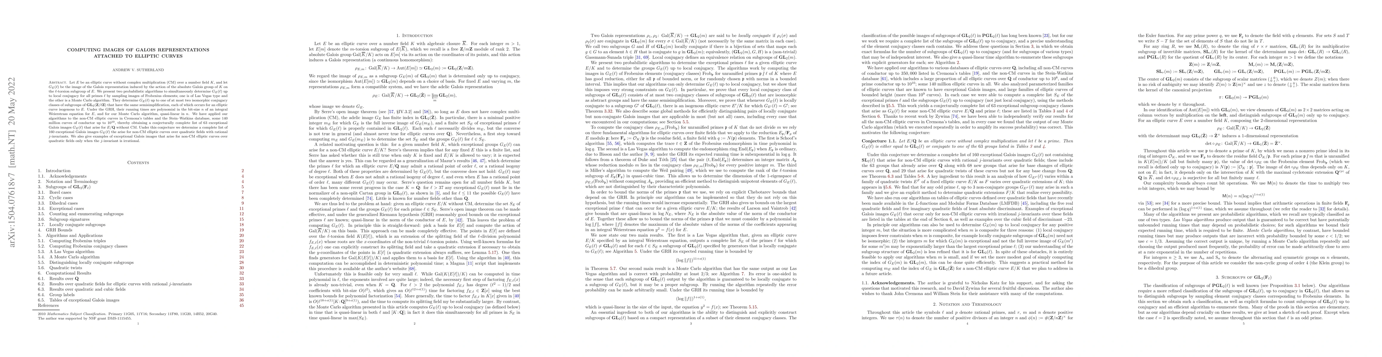Thumbnail for Computing images of Galois representations attached to elliptic curves