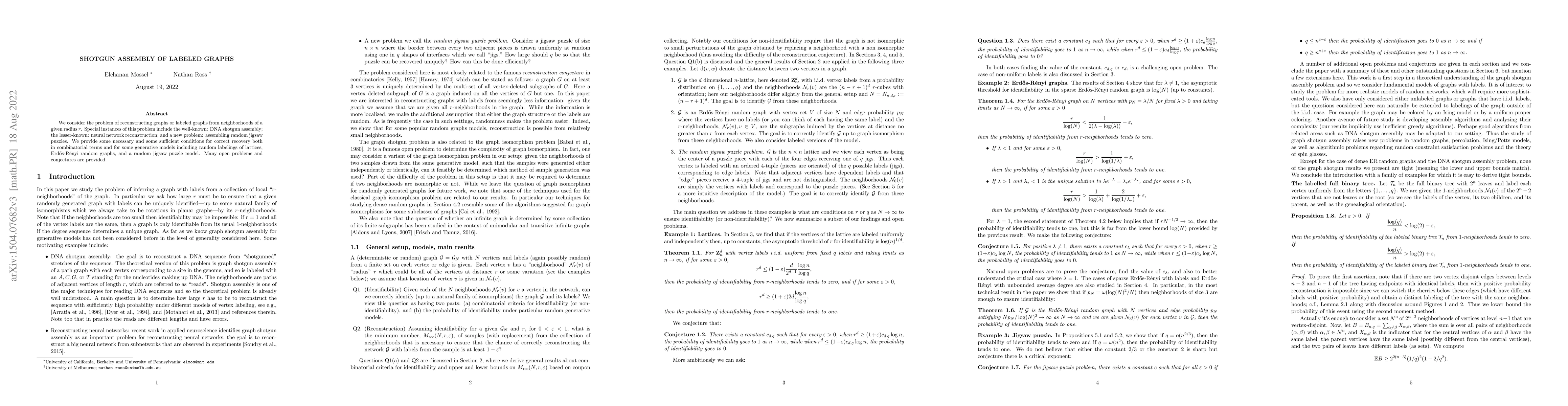 Thumbnail for Shotgun assembly of labeled graphs