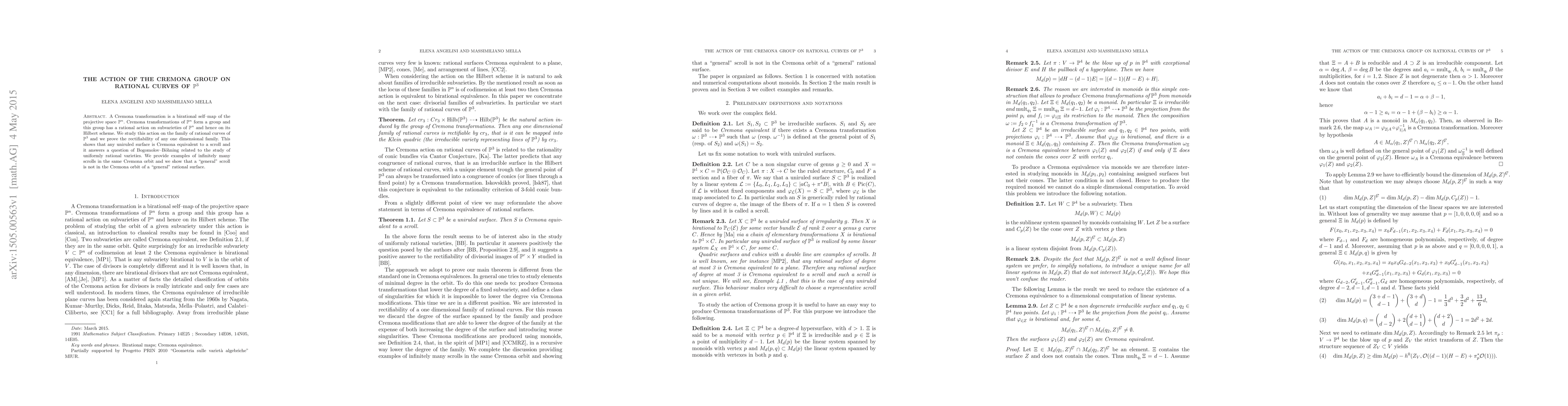 Thumbnail for The action of the Cremona group on rational curves of $ \mathbb{P}^{3} $