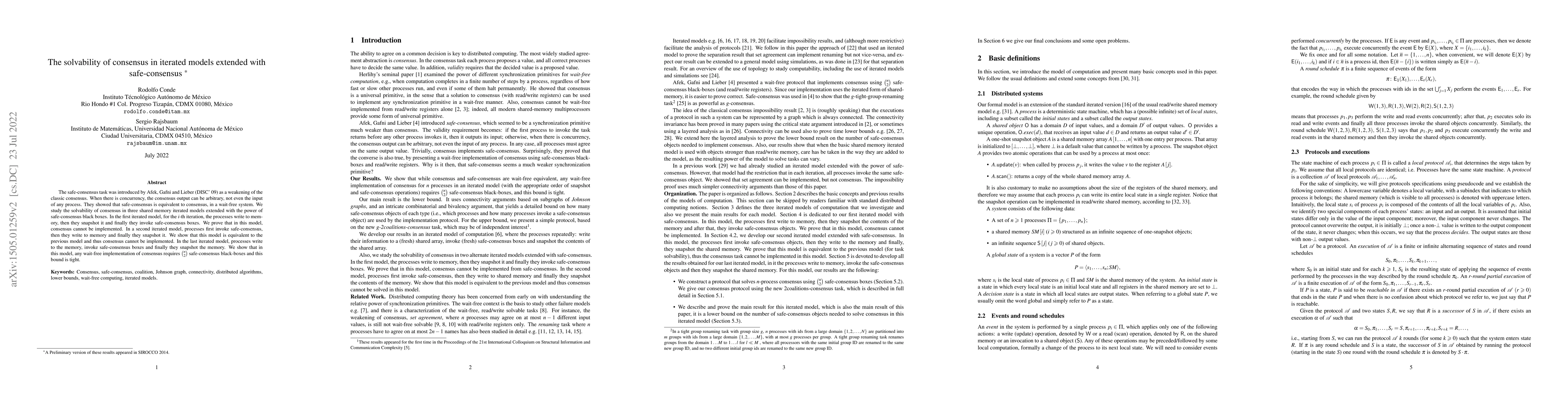 Thumbnail for The solvability of consensus in iterated models extended with
  safe-consensus