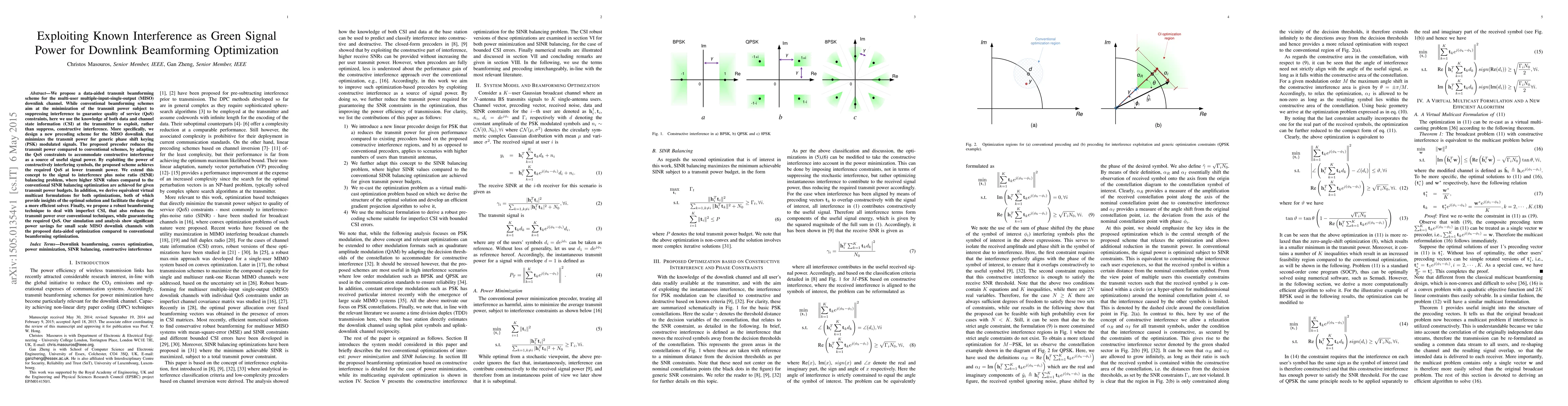 Thumbnail for Exploiting Known Interference as Green Signal Power for Downlink
  Beamforming Optimization