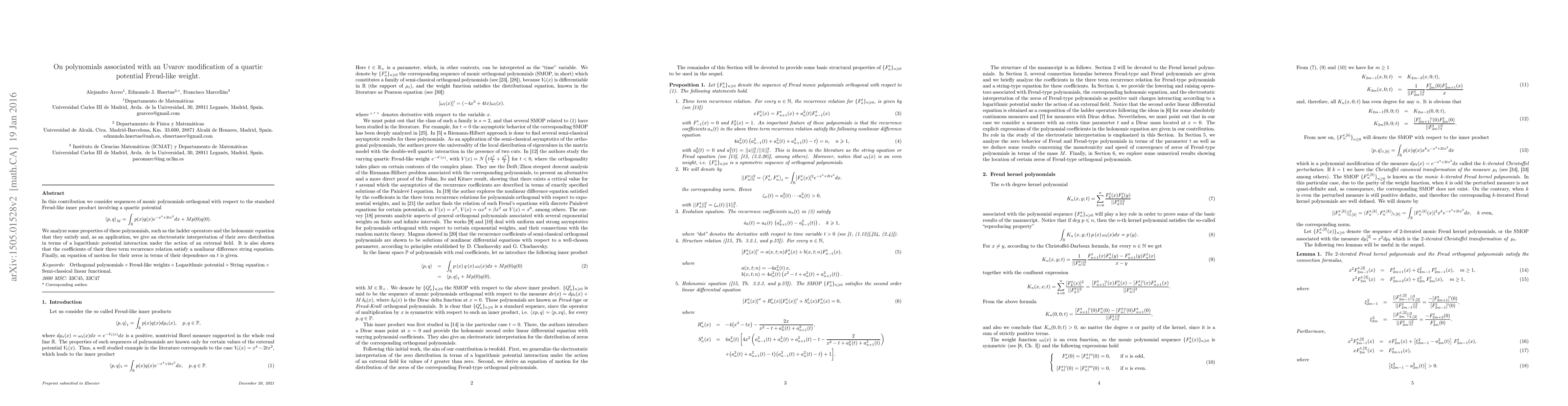 Thumbnail for On polynomials associated with an Uvarov modification of a quartic
  potential Freud-like weight