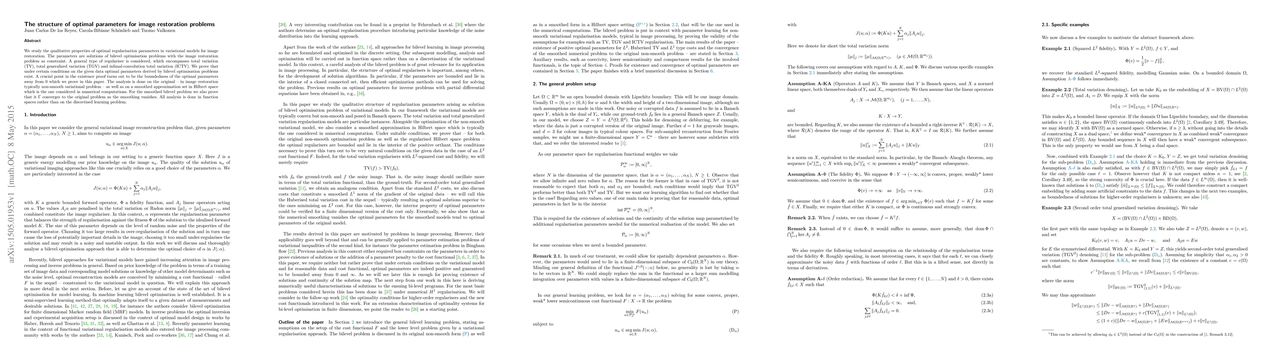 Thumbnail for The structure of optimal parameters for image restoration problems