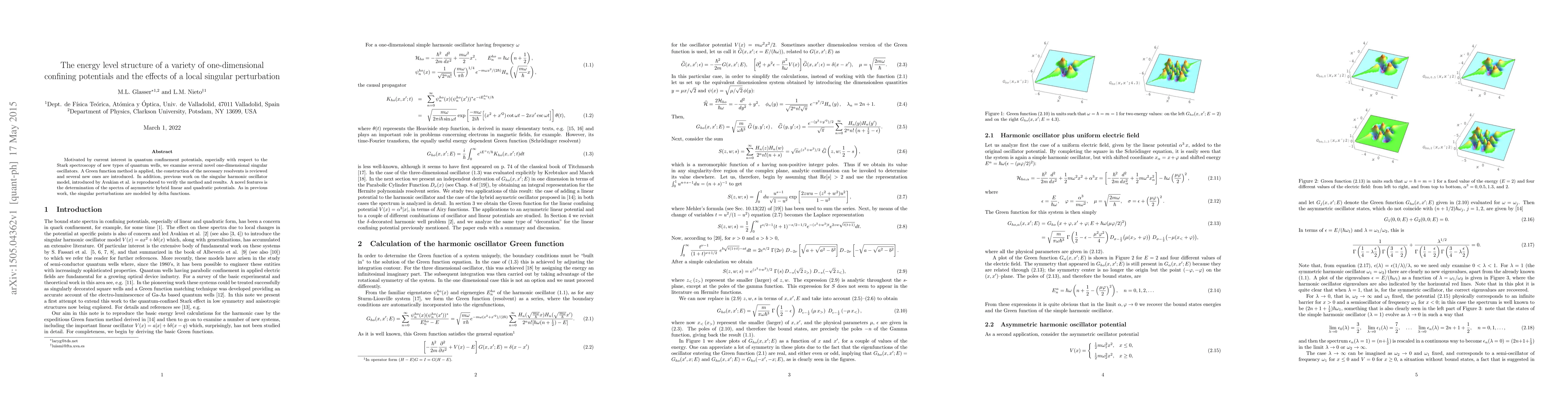 Thumbnail for The energy level structure of a variety of one-dimensional confining
  potentials and the effects of a local singular perturbation