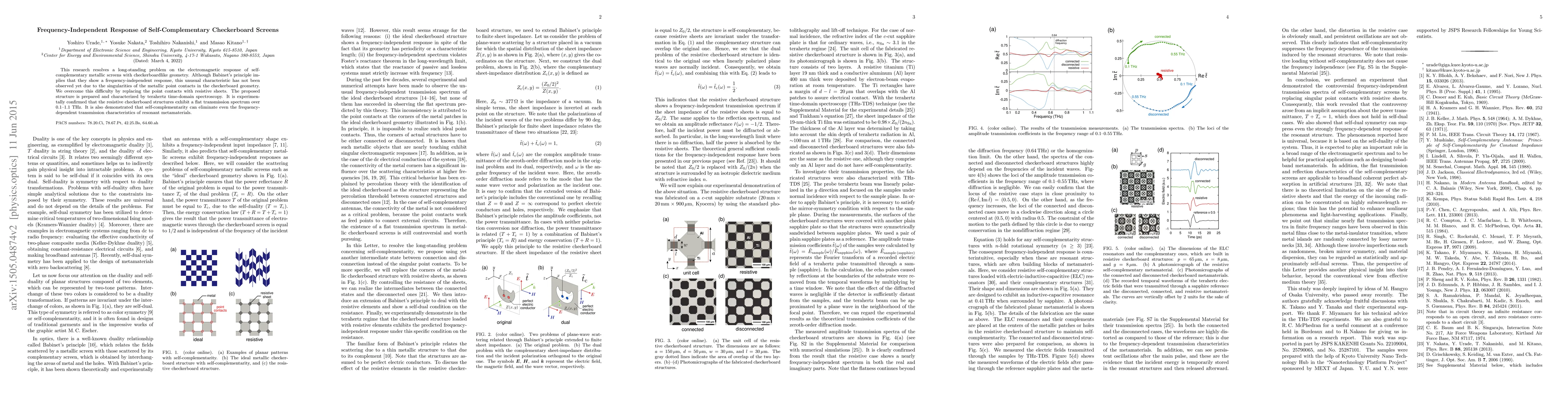 Thumbnail for Frequency-Independent Response of Self-Complementary Checkerboard
  Screens