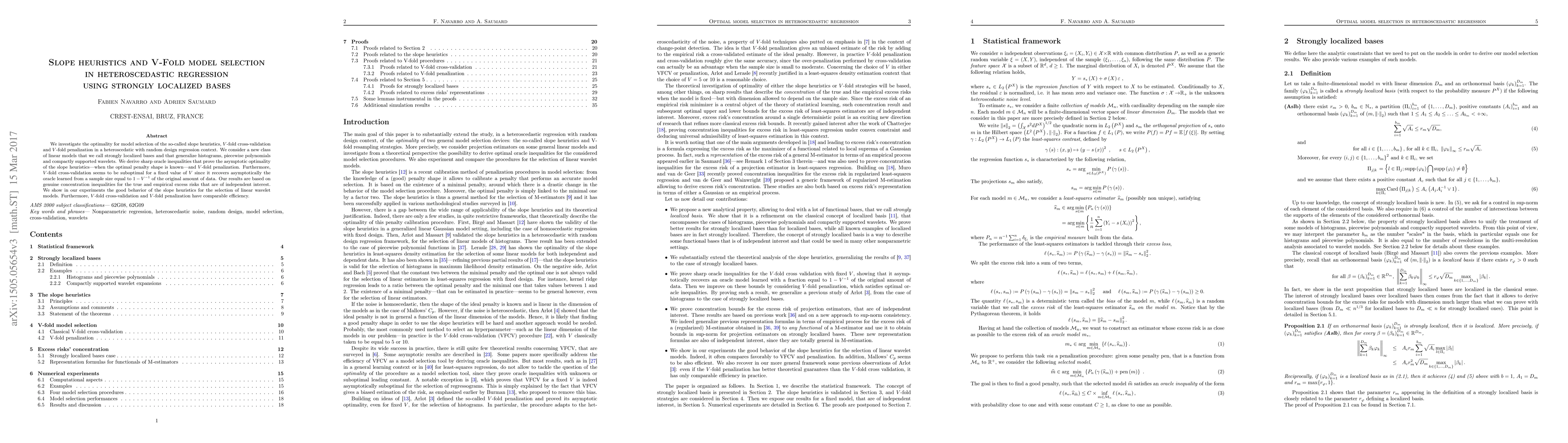Thumbnail for Slope heuristics and V-Fold model selection in heteroscedastic
  regression using strongly localized bases