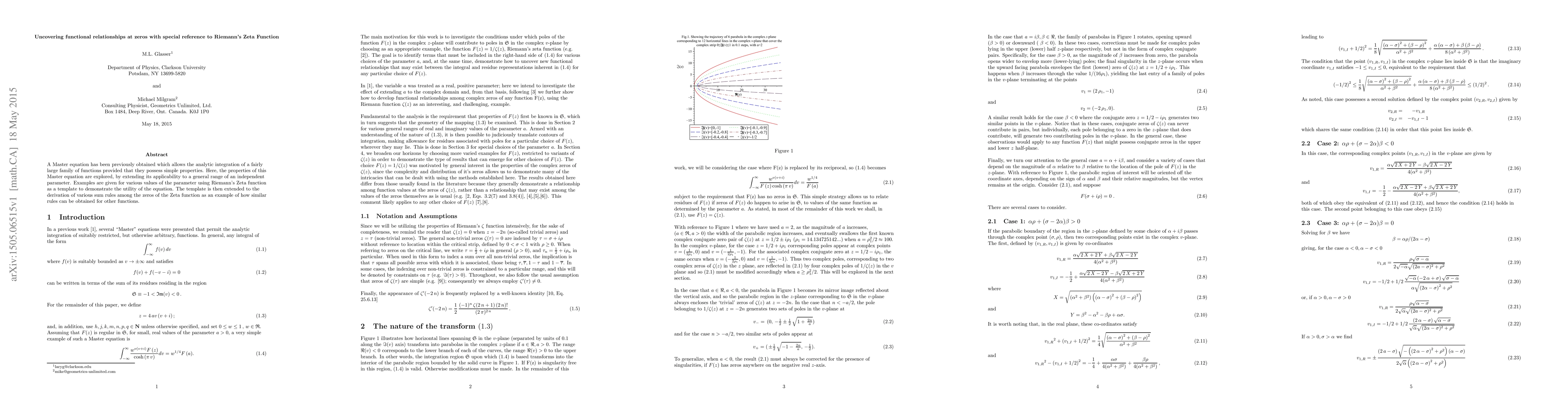 Thumbnail for Uncovering functional relationships at zeros with special reference to
  Riemann's Zeta Function