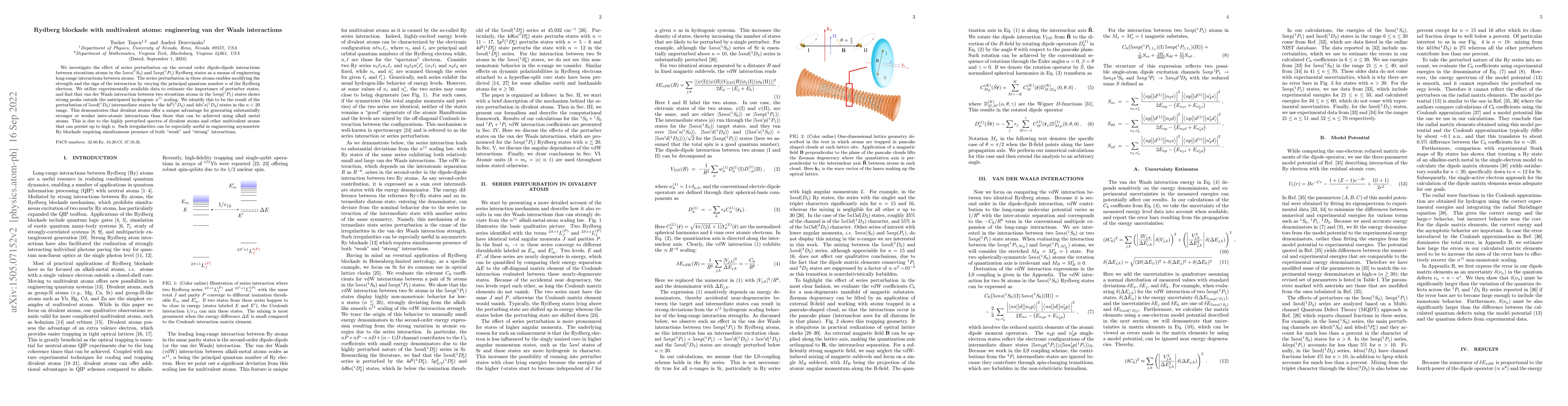Thumbnail for Rydberg blockade with multivalent atoms: engineering van der Waals
  interactions