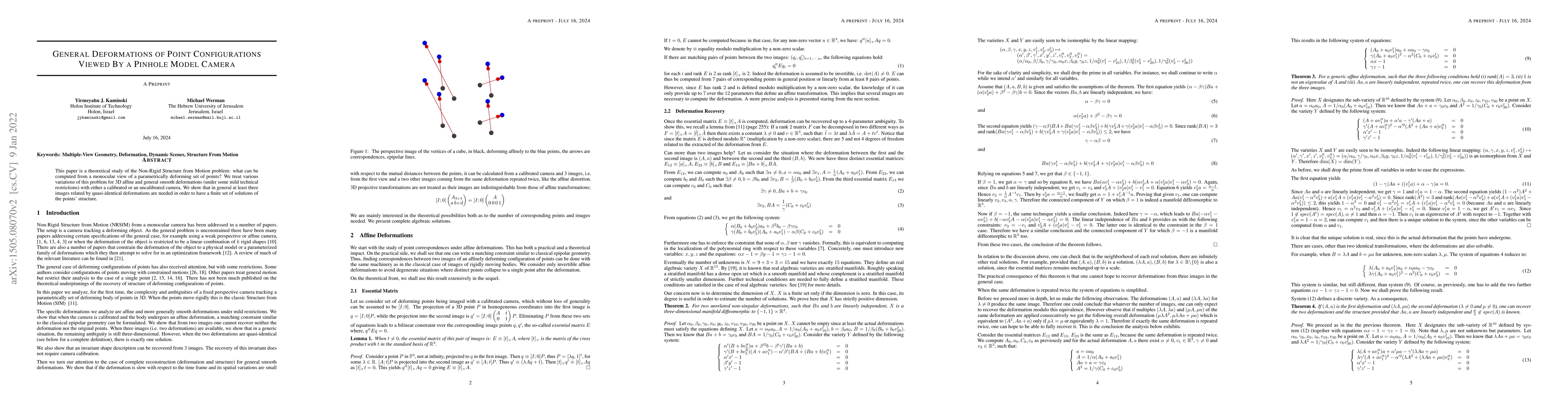 Thumbnail for General Deformations of Point Configurations Viewed By a Pinhole Model
  Camera
