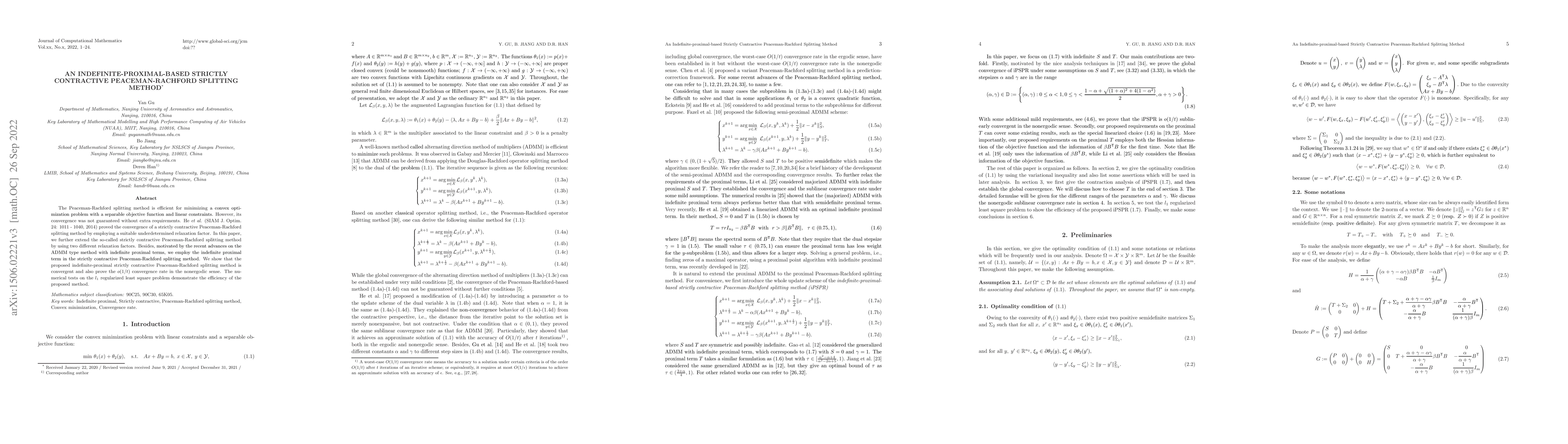 Thumbnail for An indefinite-proximal-based strictly contractive Peaceman-Rachford
  splitting method