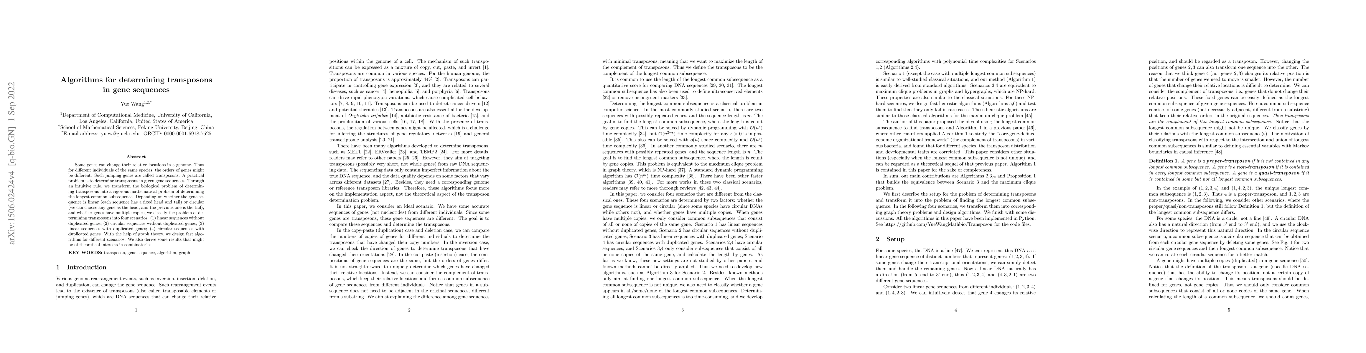 Thumbnail for Algorithms for determining transposons in gene sequences