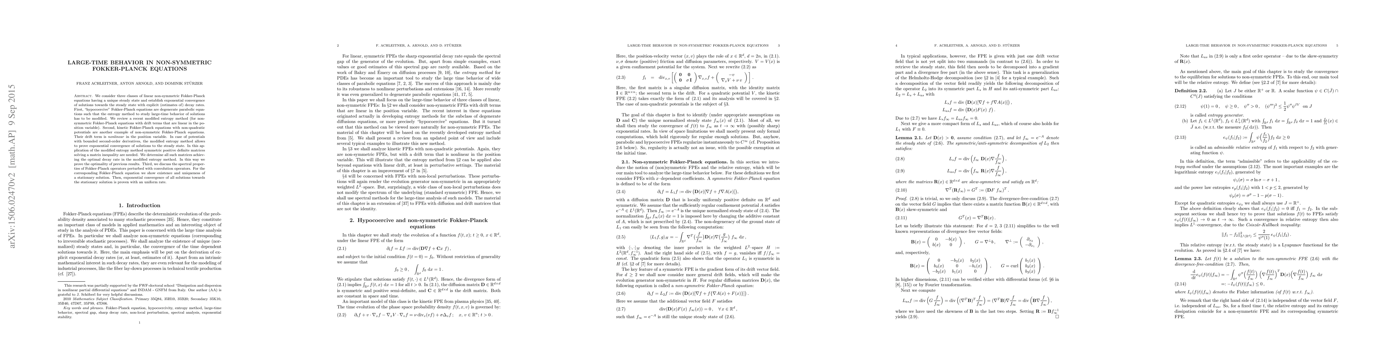 Thumbnail for Large-time behavior in non-symmetric Fokker-Planck equations