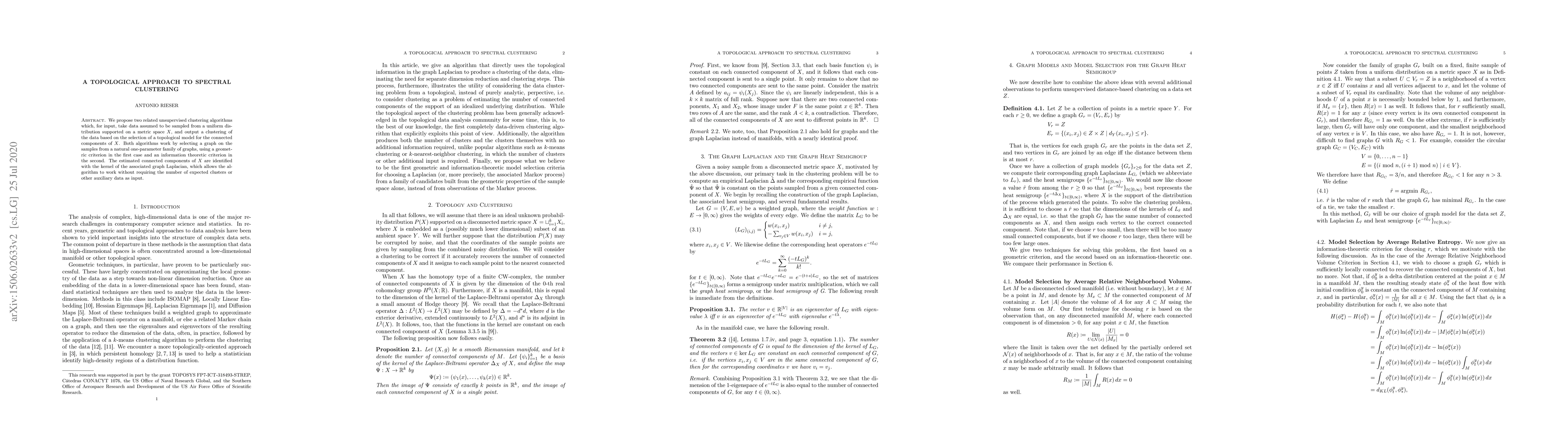 Thumbnail for A Topological Approach to Spectral Clustering