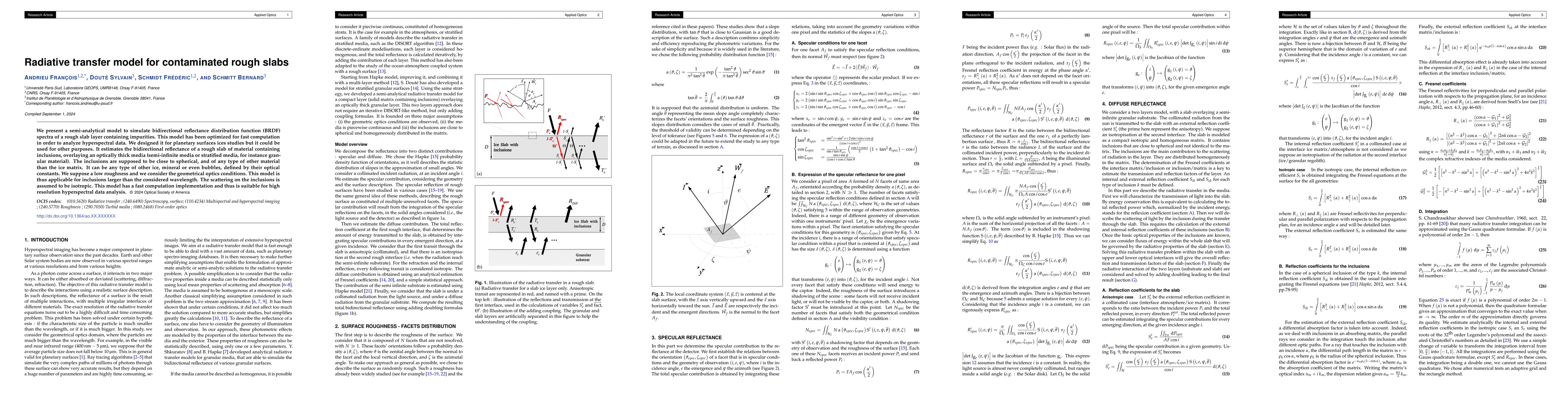 Thumbnail for Radiative transfer model for contaminated rough slabs