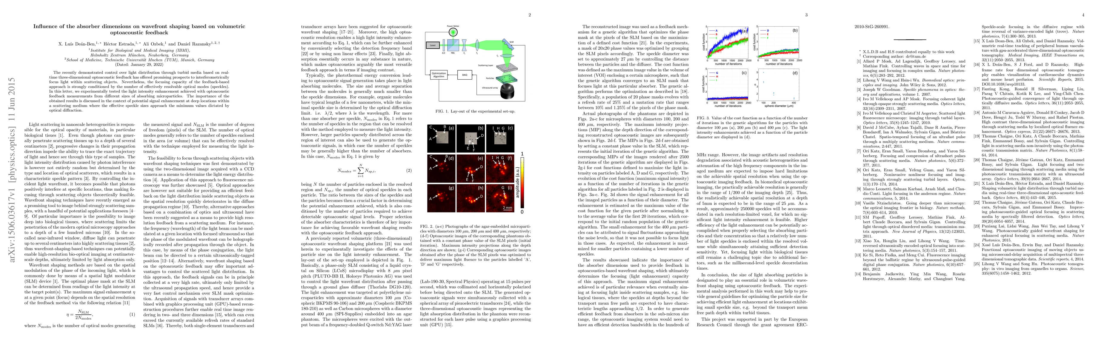 Thumbnail for Influence of the absorber dimensions on wavefront shaping based on
  volumetric optoacoustic feedback