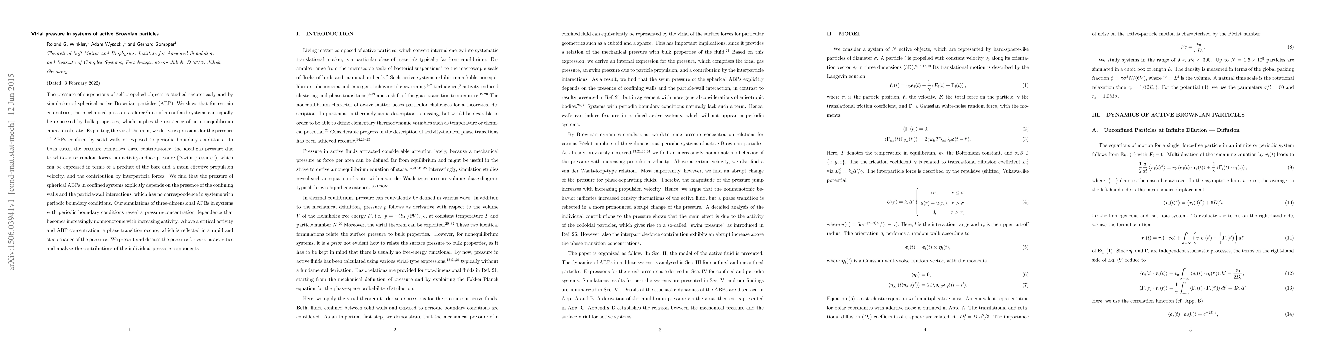 Thumbnail for Virial pressure in systems of active Brownian particles
