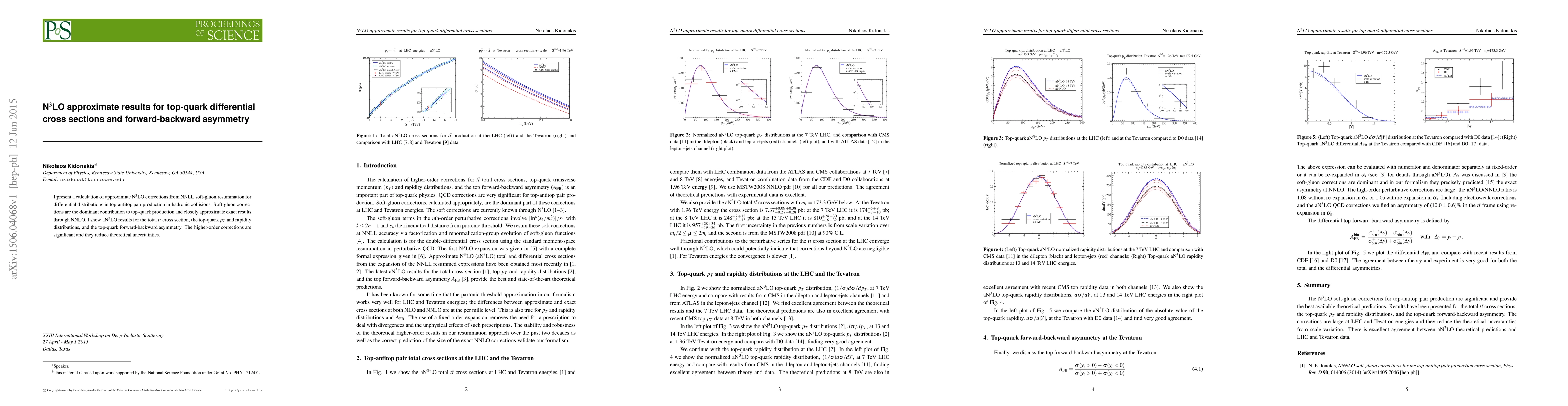 Thumbnail for N$^3$LO approximate results for top-quark differential cross sections
  and forward-backward asymmetry