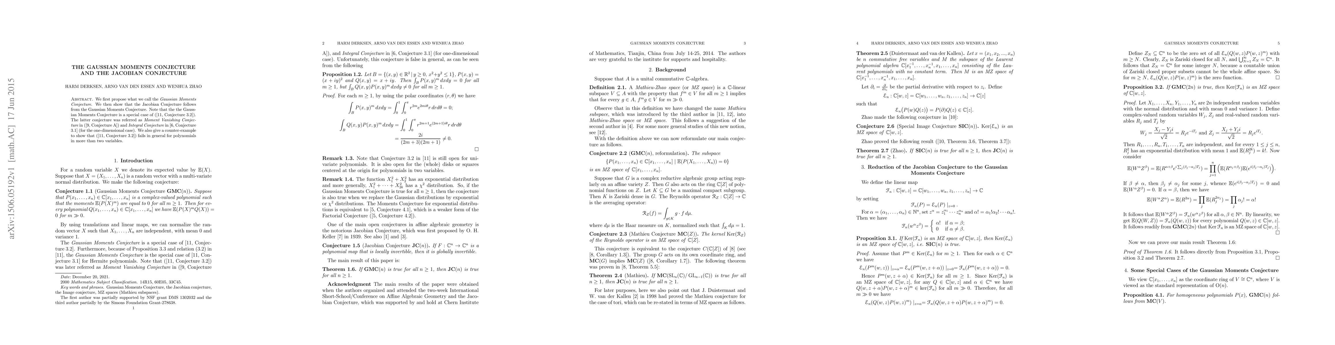 Thumbnail for The Gaussian Moments Conjecture and the Jacobian Conjecture