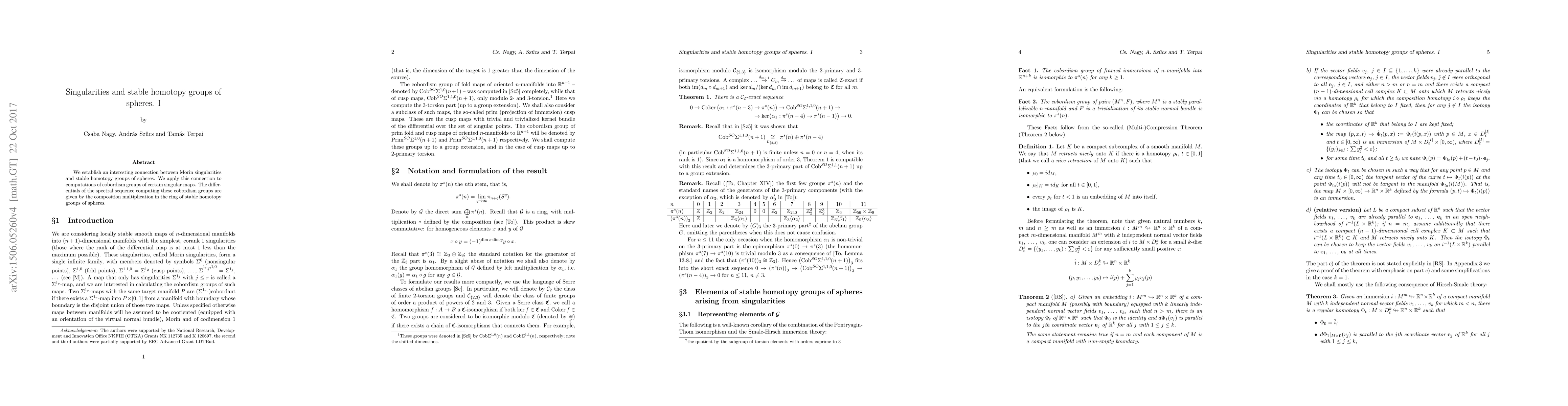 Thumbnail for Singularities and stable homotopy groups of spheres I