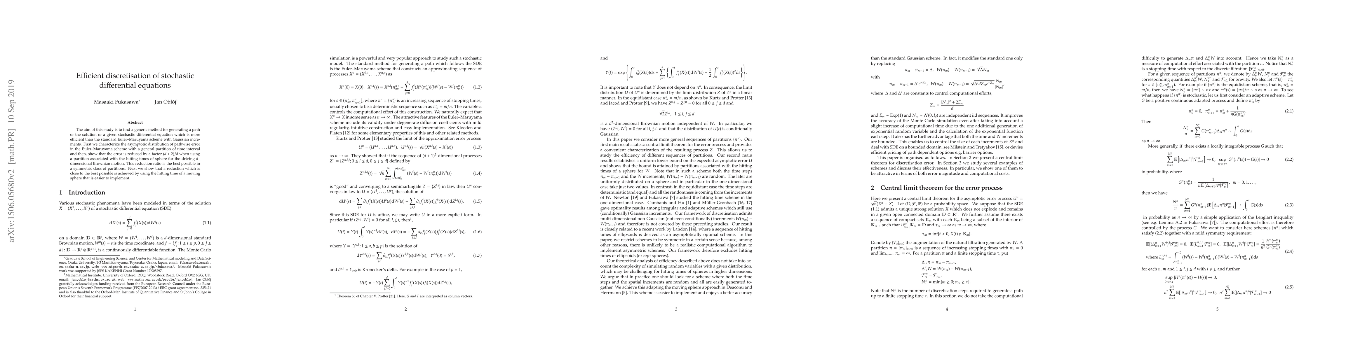 Thumbnail for Efficient discretisation of stochastic differential equations