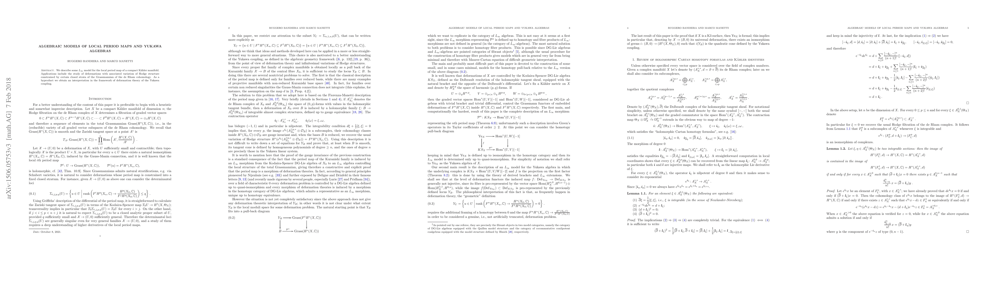 Thumbnail for Algebraic models of local period maps and Yukawa algebras
