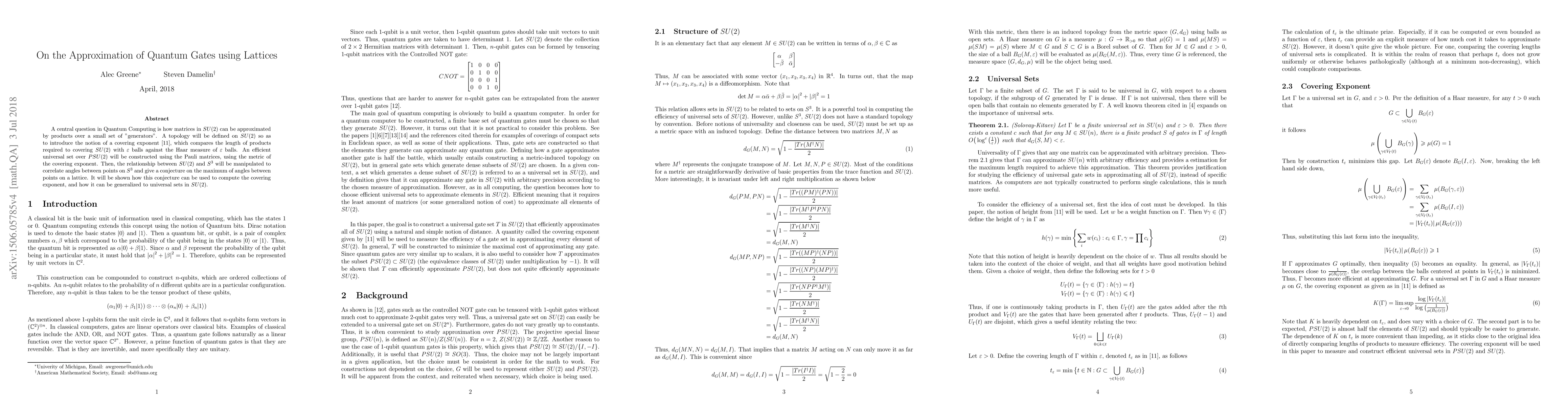 Thumbnail for On the Approximation of the Quantum Gates using Lattices