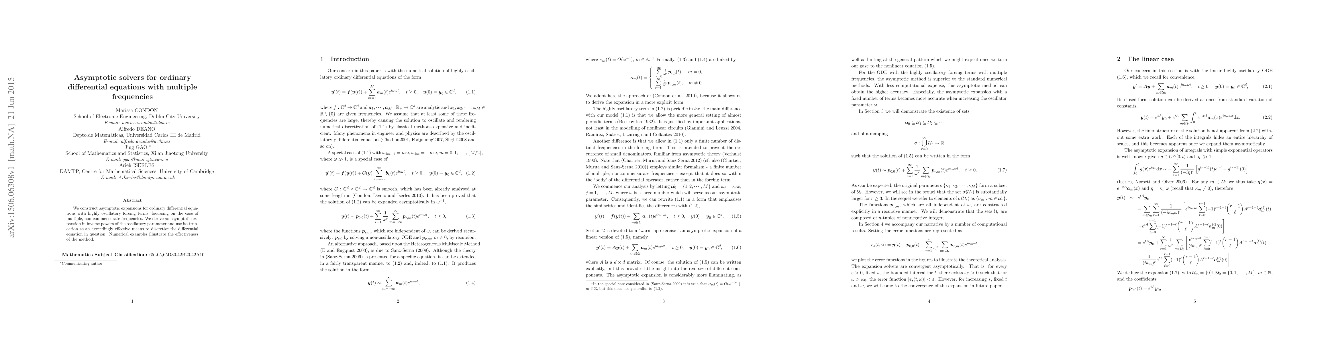 Thumbnail for Asymptotic solvers for ordinary differential equations with multiple
  frequencies