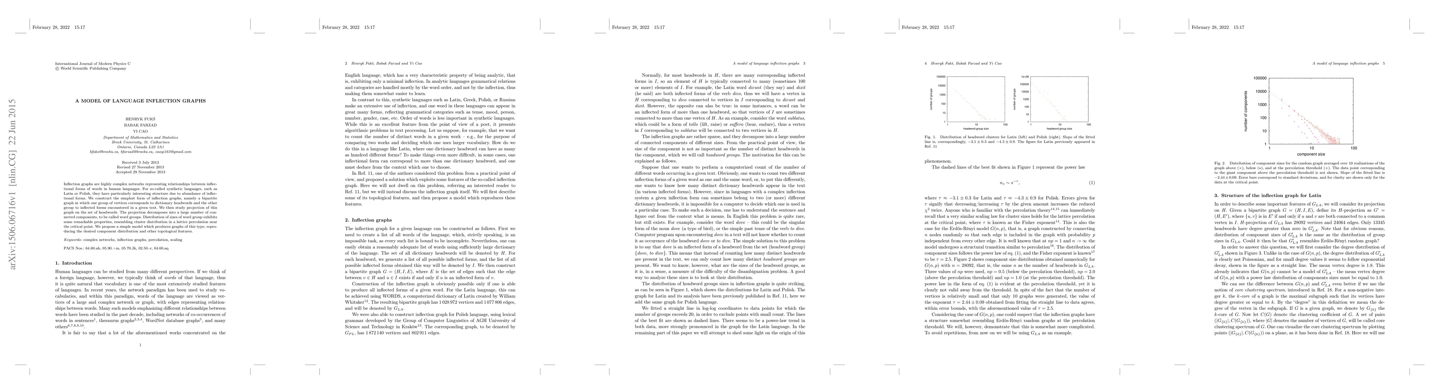Thumbnail for A model of language inflection graphs