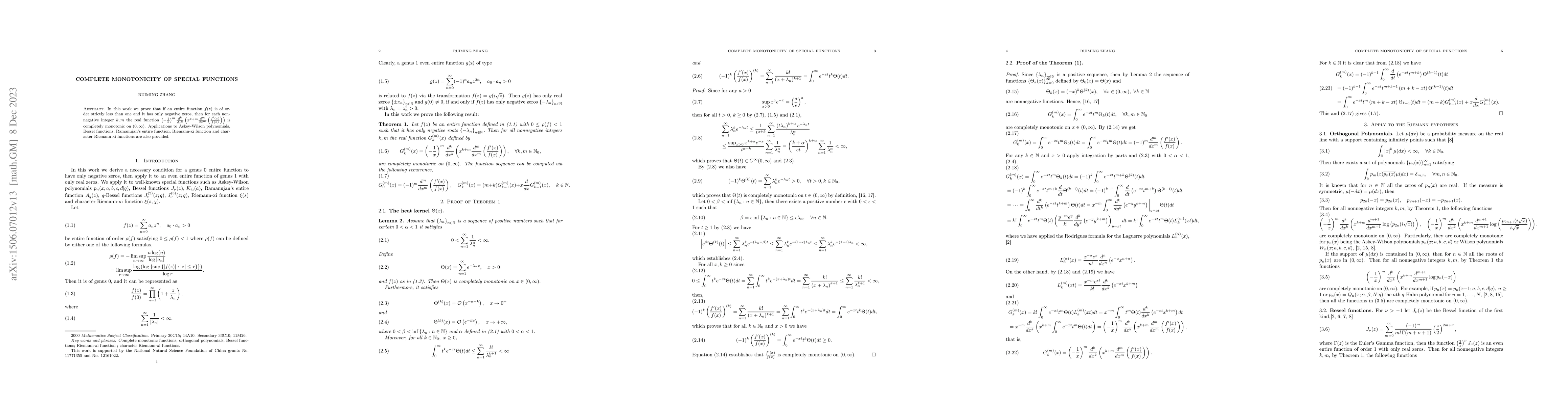 Thumbnail for Complete Monotonicity of Special Functions