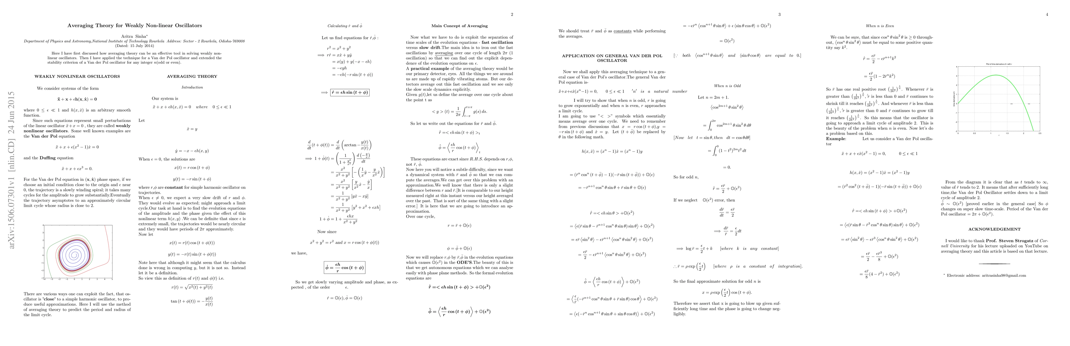 Thumbnail for Averaging Theory for Non-linear Oscillators