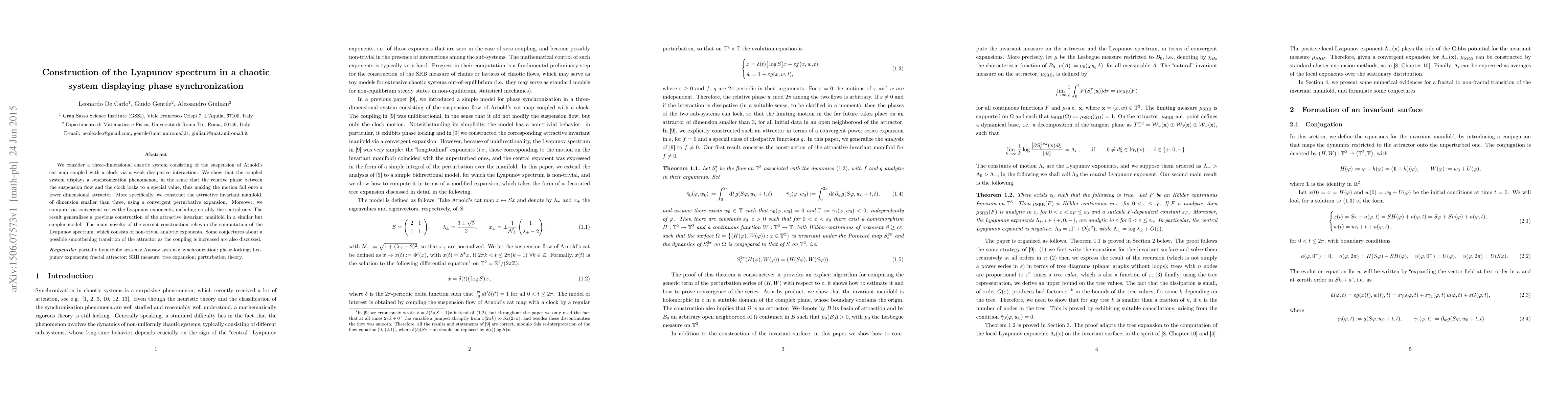 Thumbnail for Construction of the Lyapunov spectrum in a chaotic system displaying
  phase synchronization