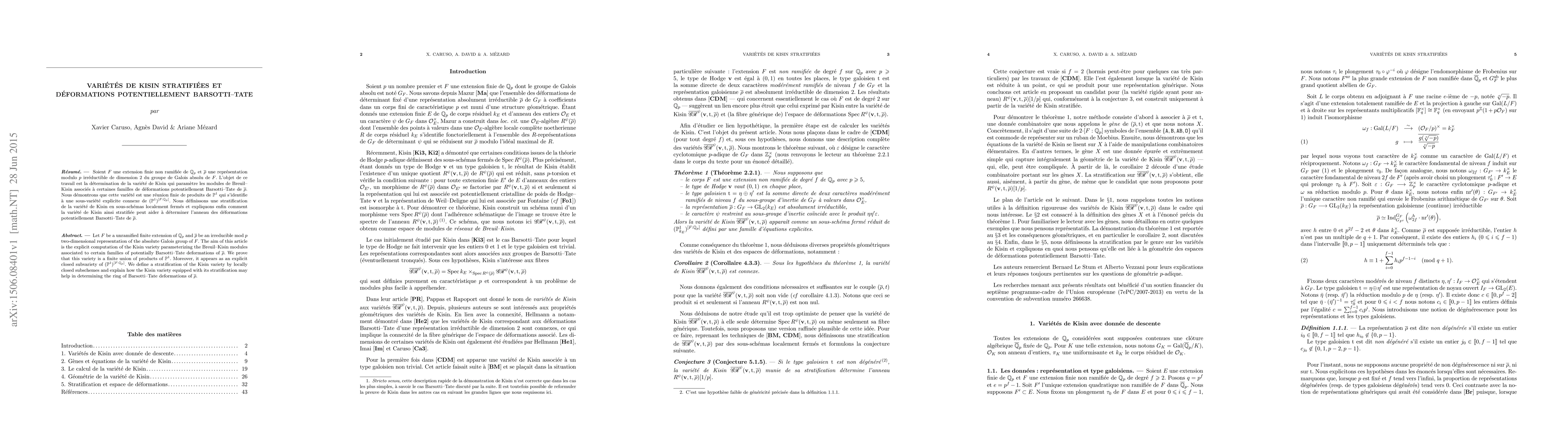 Thumbnail for Vari\'et\'es de Kisin stratifi\'ees et d\'eformations potentiellement
  Barsotti-Tate