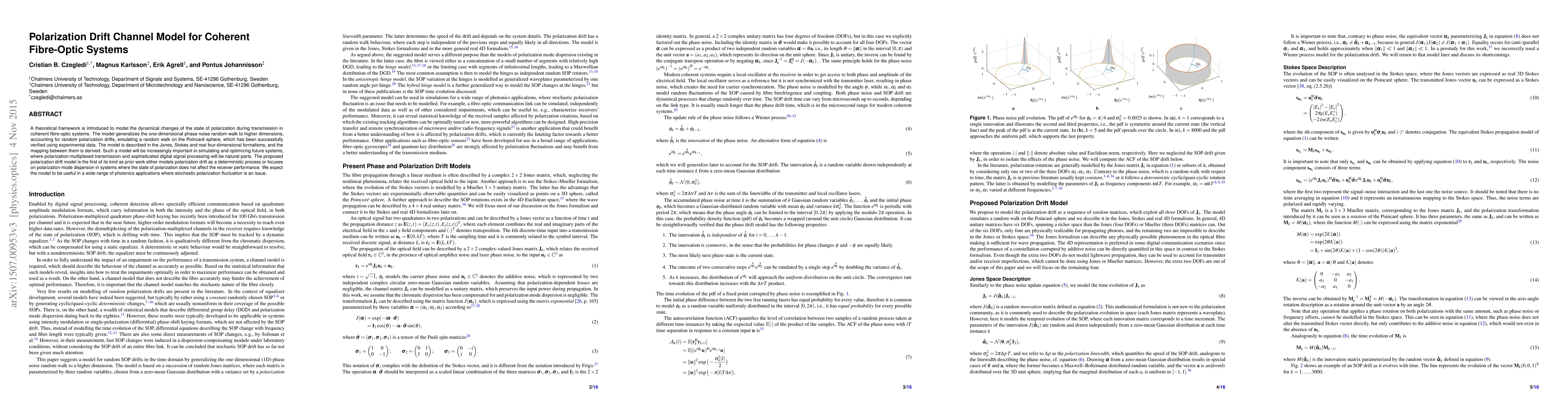 Thumbnail for Polarization Drift Channel Model for Coherent Fibre-Optic Systems