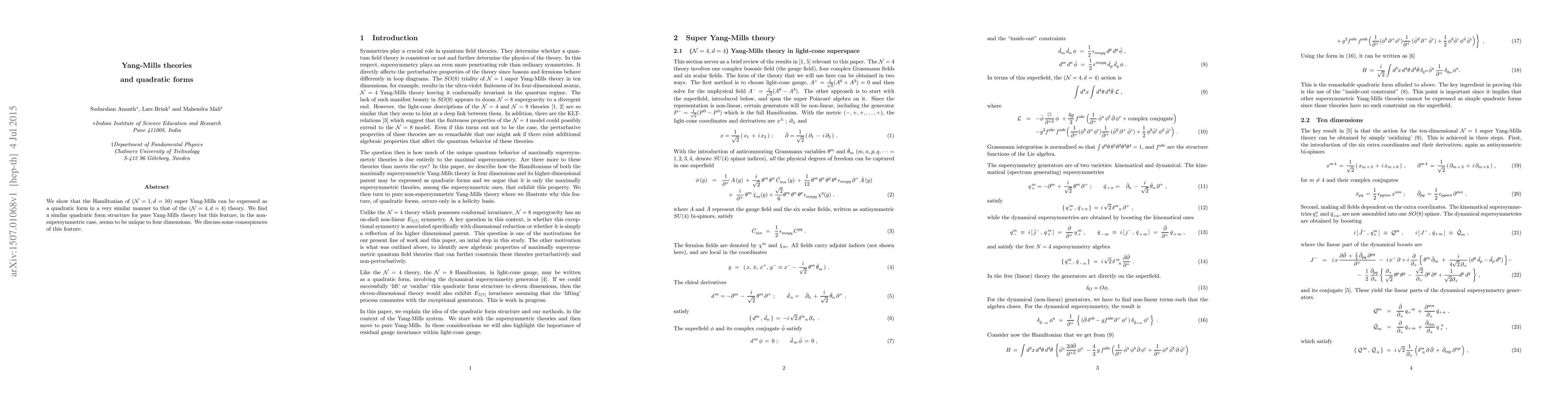 Thumbnail for Yang-Mills theories and quadratic forms