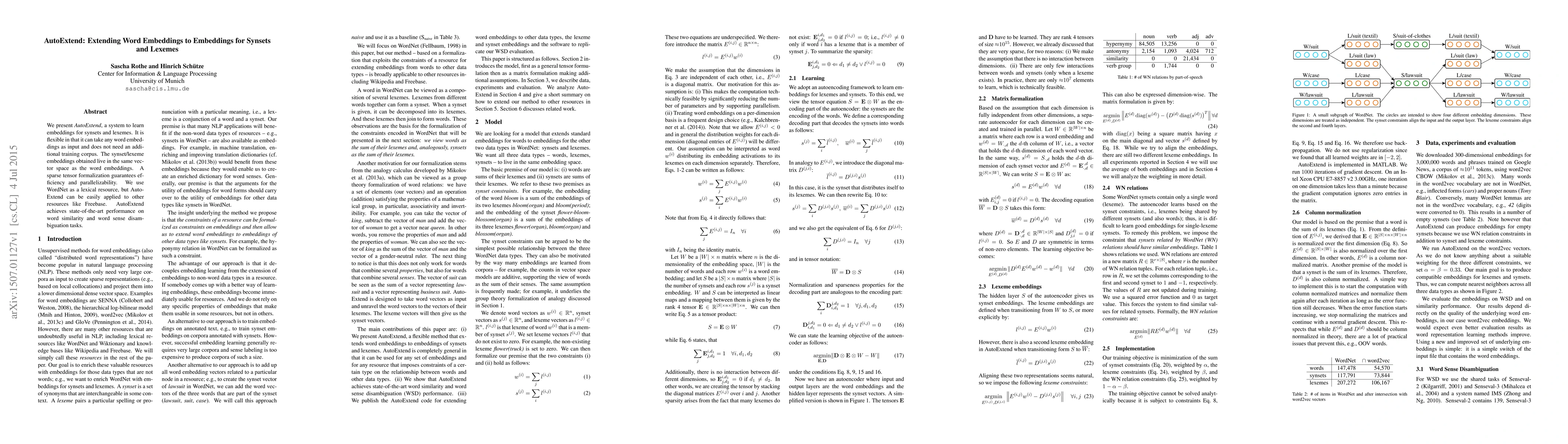 Thumbnail for AutoExtend: Extending Word Embeddings to Embeddings for Synsets and
  Lexemes