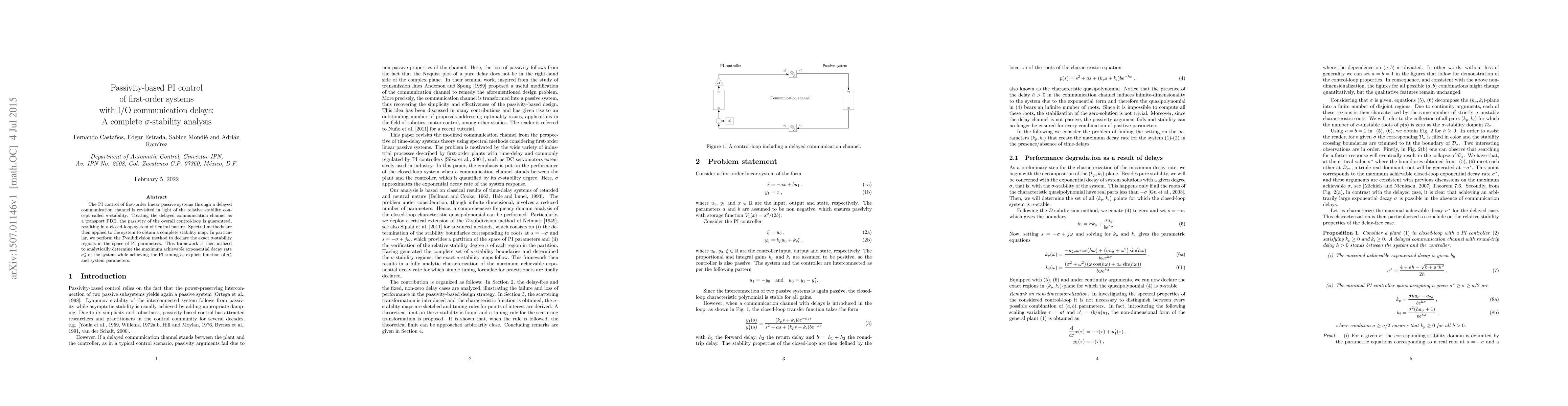 Thumbnail for Passivity-based PI control of first-order systems with I/O communication
  delays: A complete sigma-stability analysis