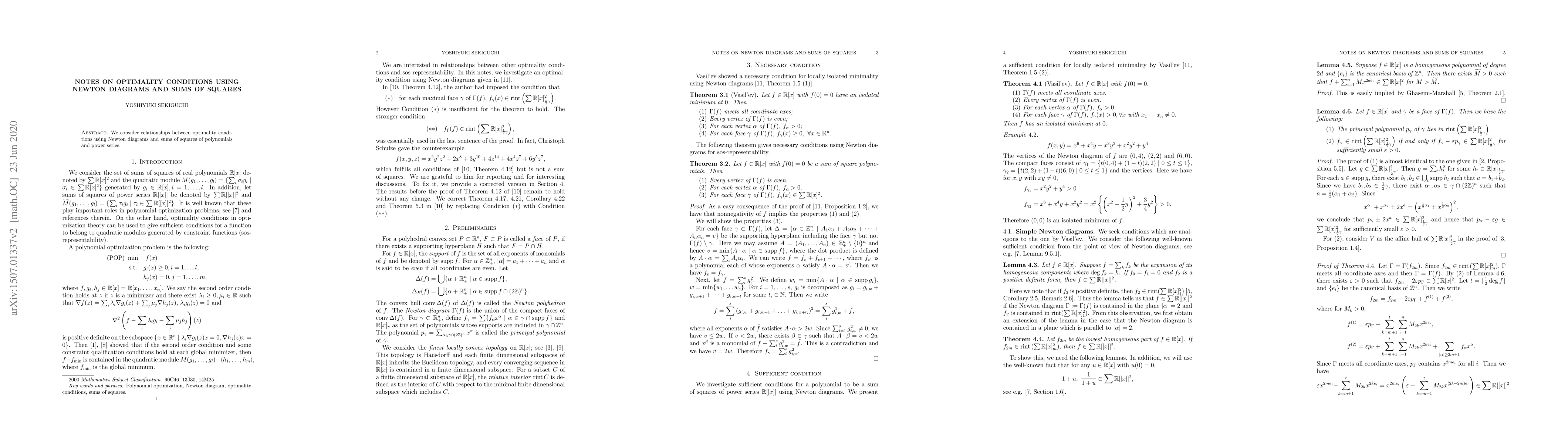 Thumbnail for Notes on optimality conditions using Newton diagrams and sums of squares