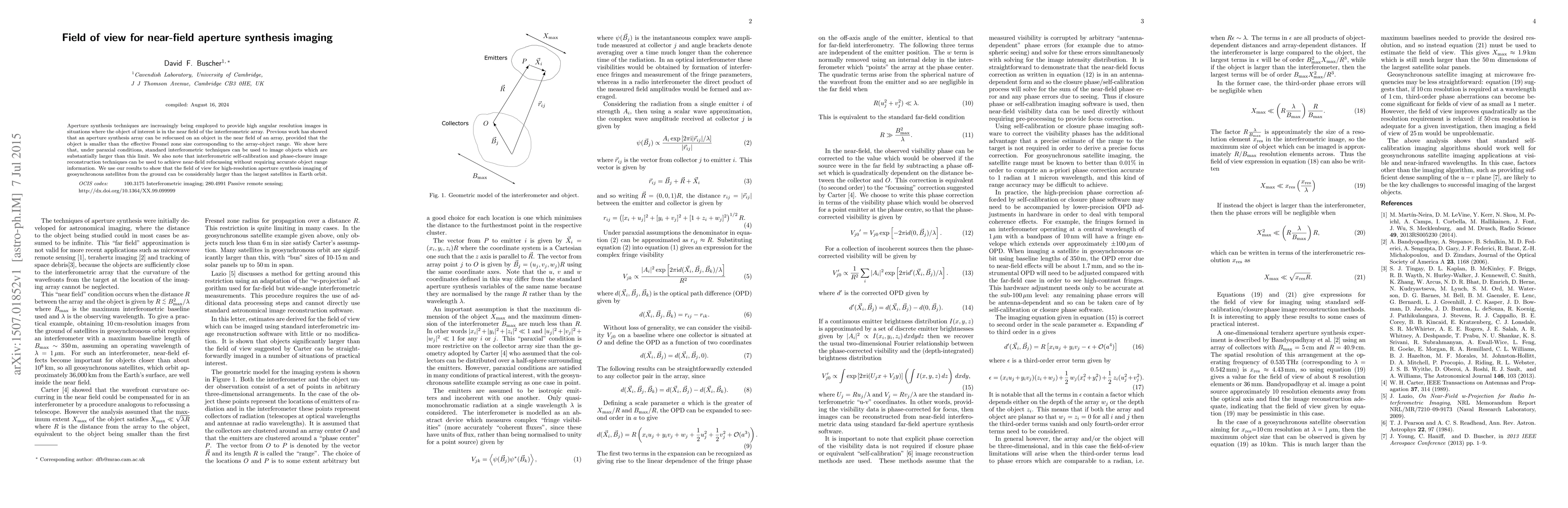 Thumbnail for Field of view for near-field aperture synthesis imaging