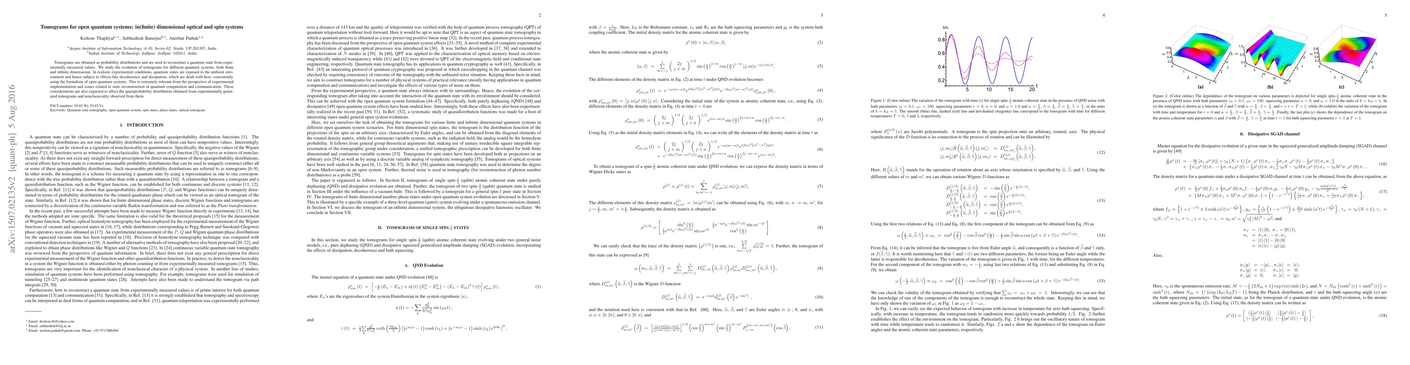 Thumbnail for Tomograms for open quantum systems: in(finite) dimensional optical and
  spin systems
