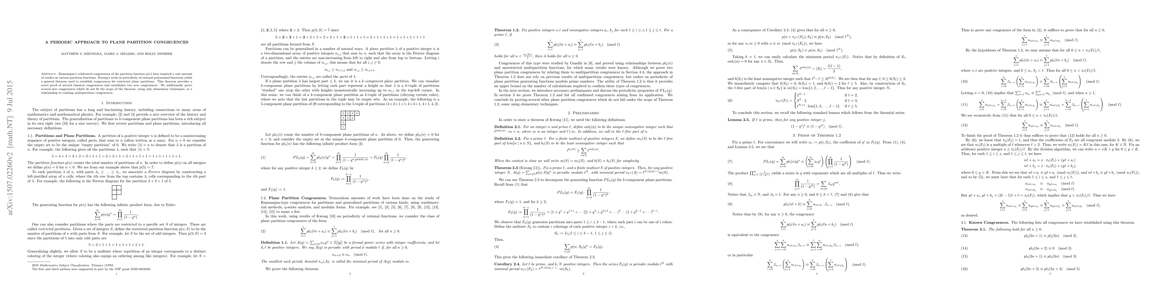 Thumbnail for A periodic approach to plane partition congruences