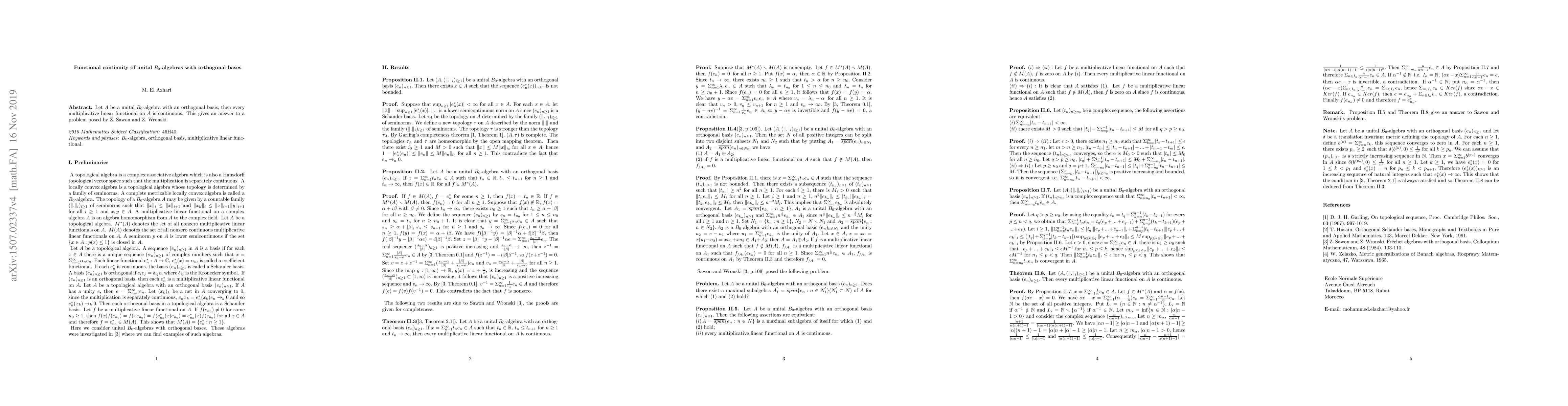 Thumbnail for Functional continuity of unital $B_{0}$-algebras with orthogonal bases