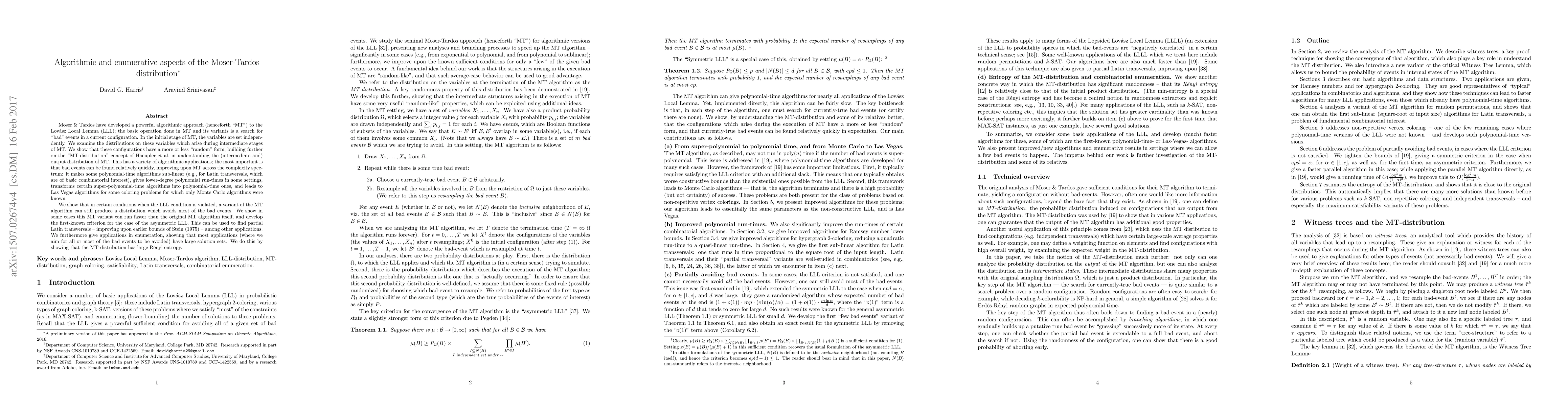 Thumbnail for Algorithmic and enumerative aspects of the Moser-Tardos distribution