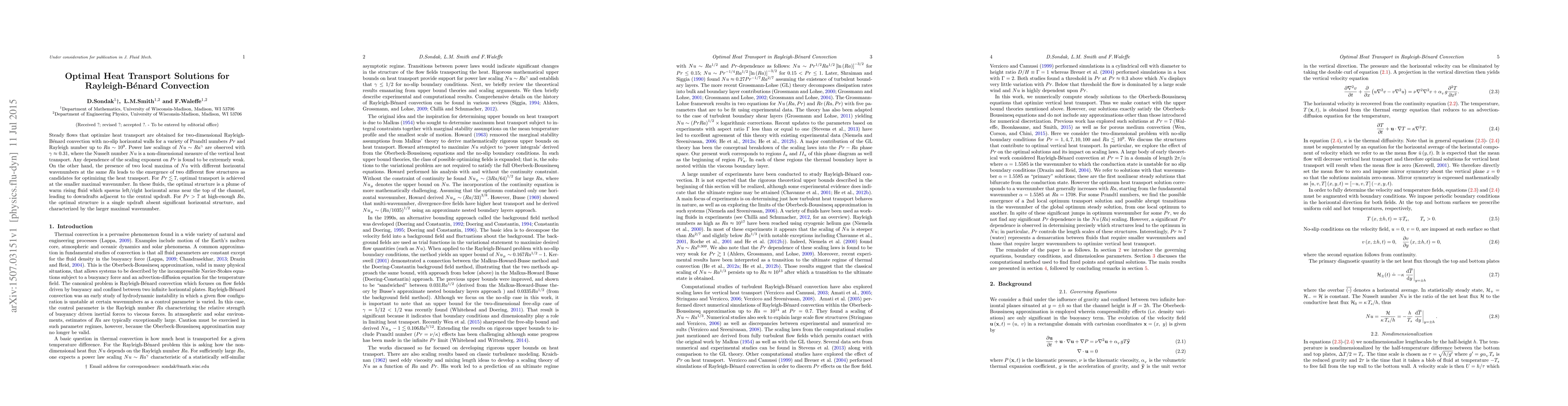 Thumbnail for Optimal Heat Transport in Rayleigh-B\'enard Convection